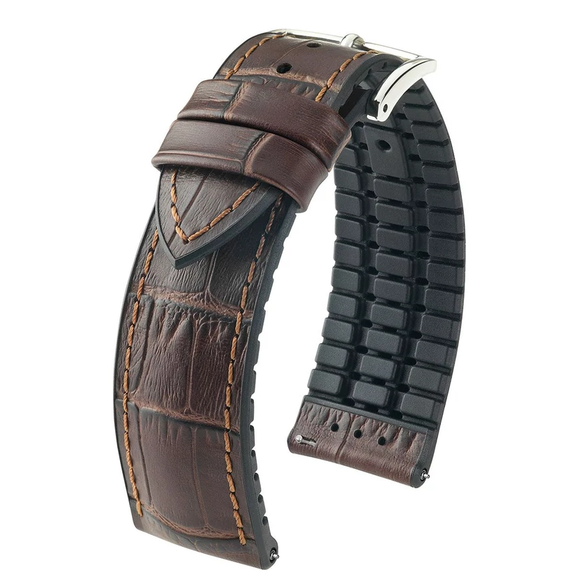 Hirsch barna borjú bőr/ kaucsuk óraszíj  20mm - Paul XL - 0925028210-2-20