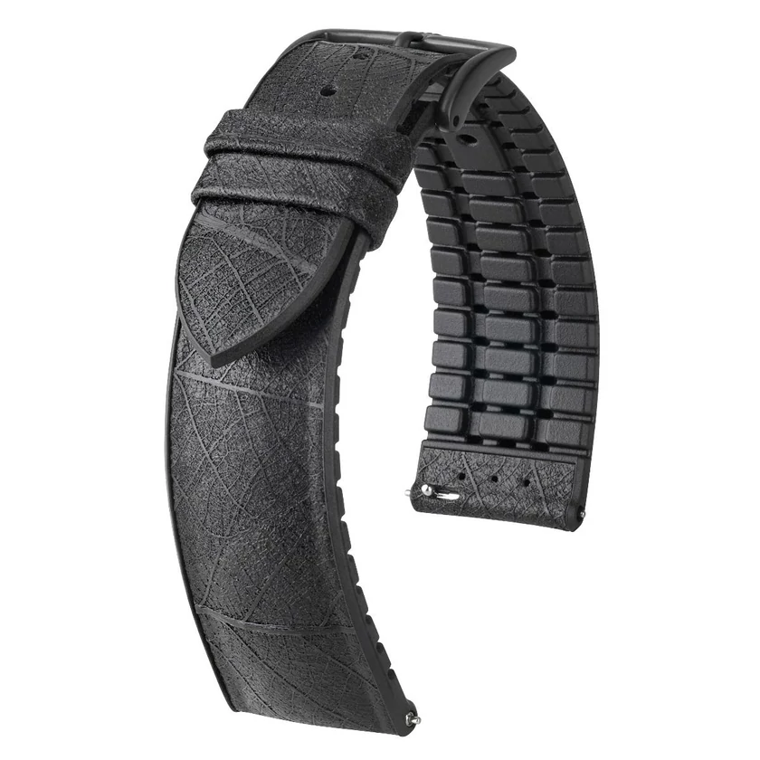 Hirsch fekete vegán bőr/ kaucsuk óraszíj  20mm - LEAF L - 0925046050-5-20