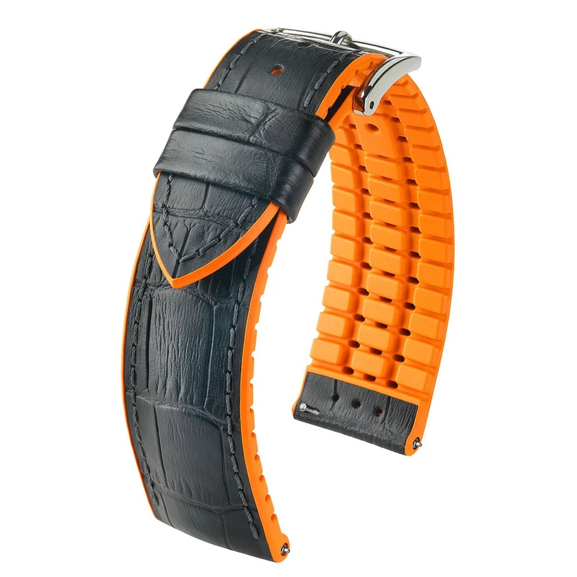 Hirsch fekete borjú bőr/ kaucsuk óraszíj  20mm - Andy L - 0927628050-2-20