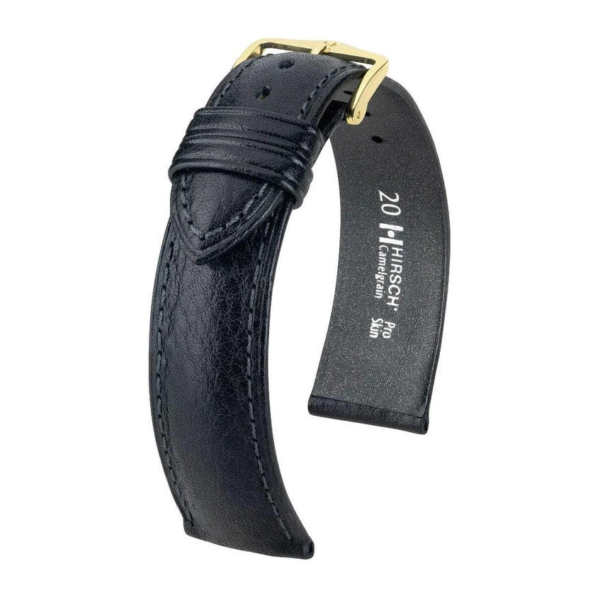 Hirsch fekete borjú bőr óraszíj  10mm - Camelgrain M - 10200950OE-1-10