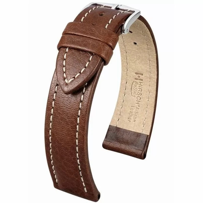 Hirsch barna bivaly bőr óraszíj  18mm - Buffalo M NQR - 11350215-2-18