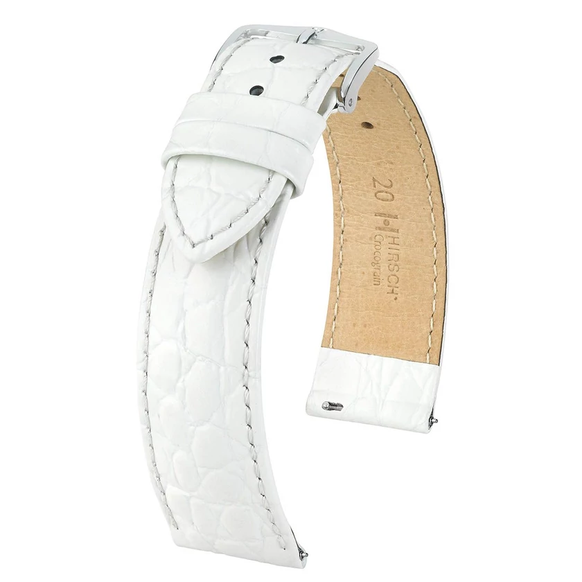Hirsch fehér borjú bőr óraszíj  16mm - Crocograin M - 12302800-2-16