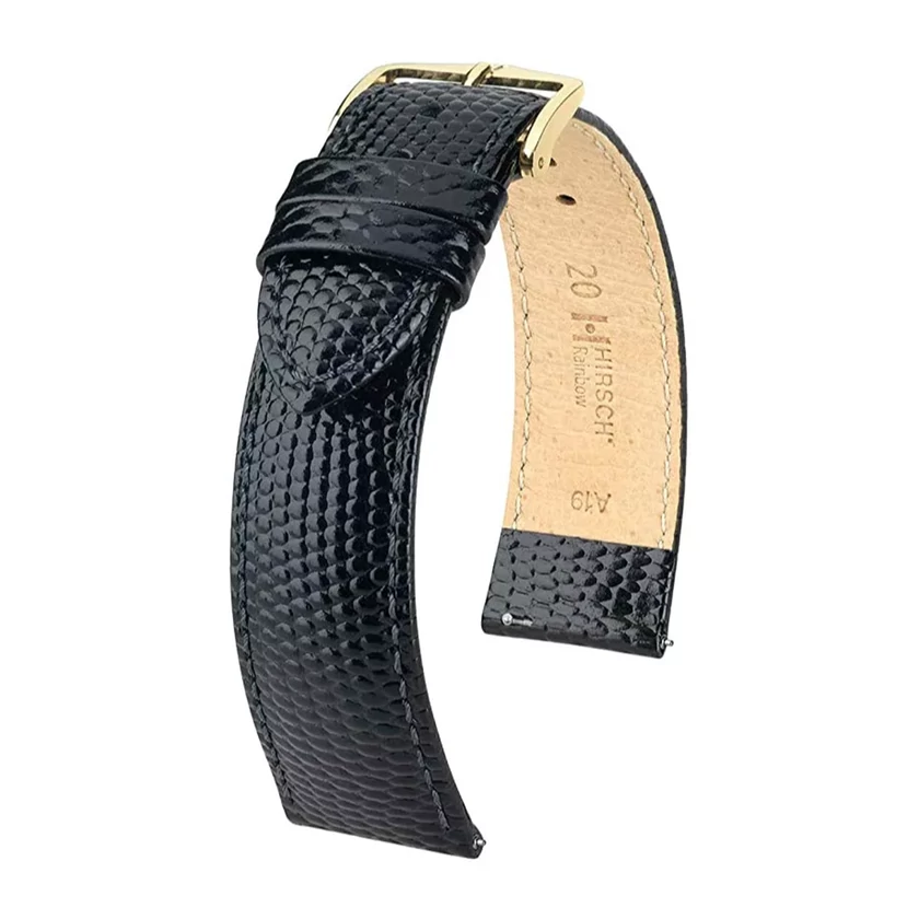 Hirsch fekete borjú bőr óraszíj  18mm - Rainbow L NQR - 12322650NQ-1-18