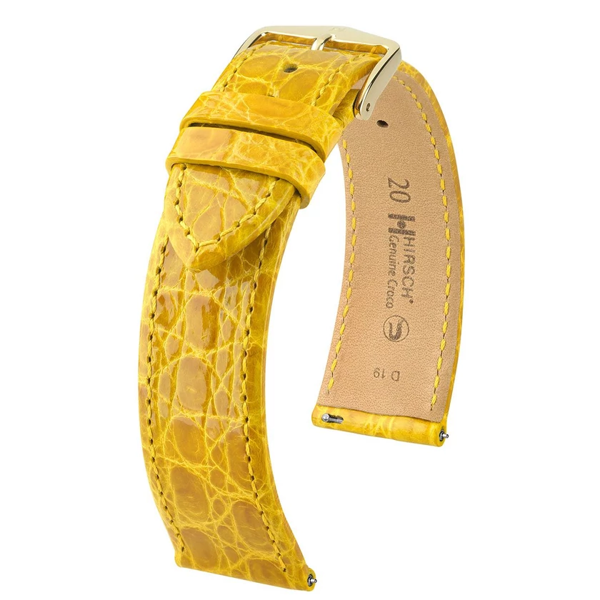 Hirsch sárga kajmán bőr óraszíj  12mm - Genuine Croco M - 18900872-1-12