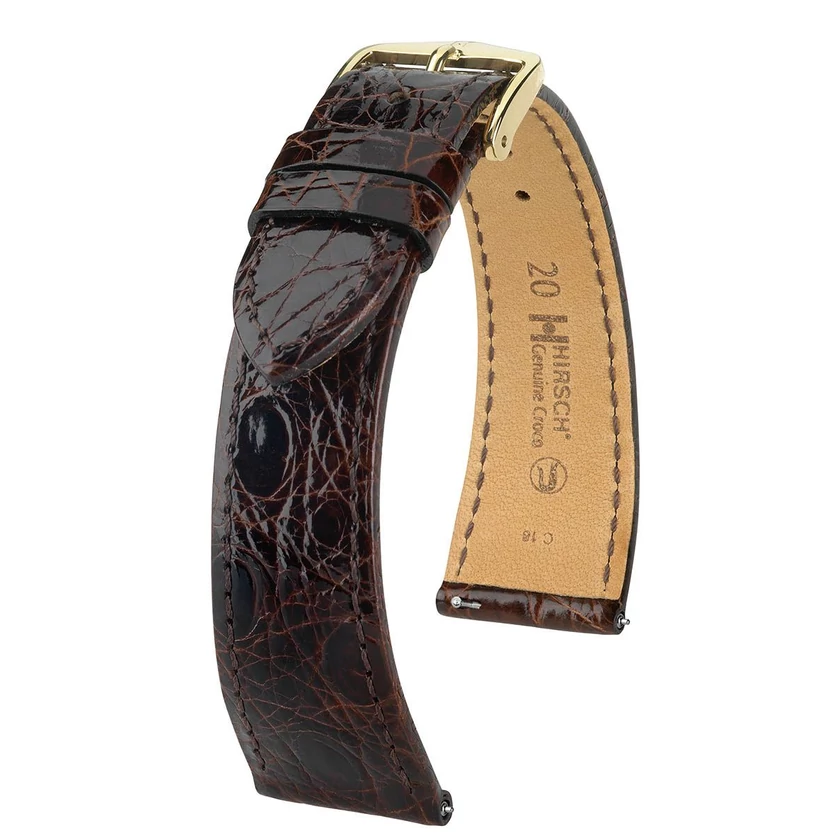 Hirsch barna kajmán bőr óraszíj  18mm - Genuine Croco L - 18920810-1-18