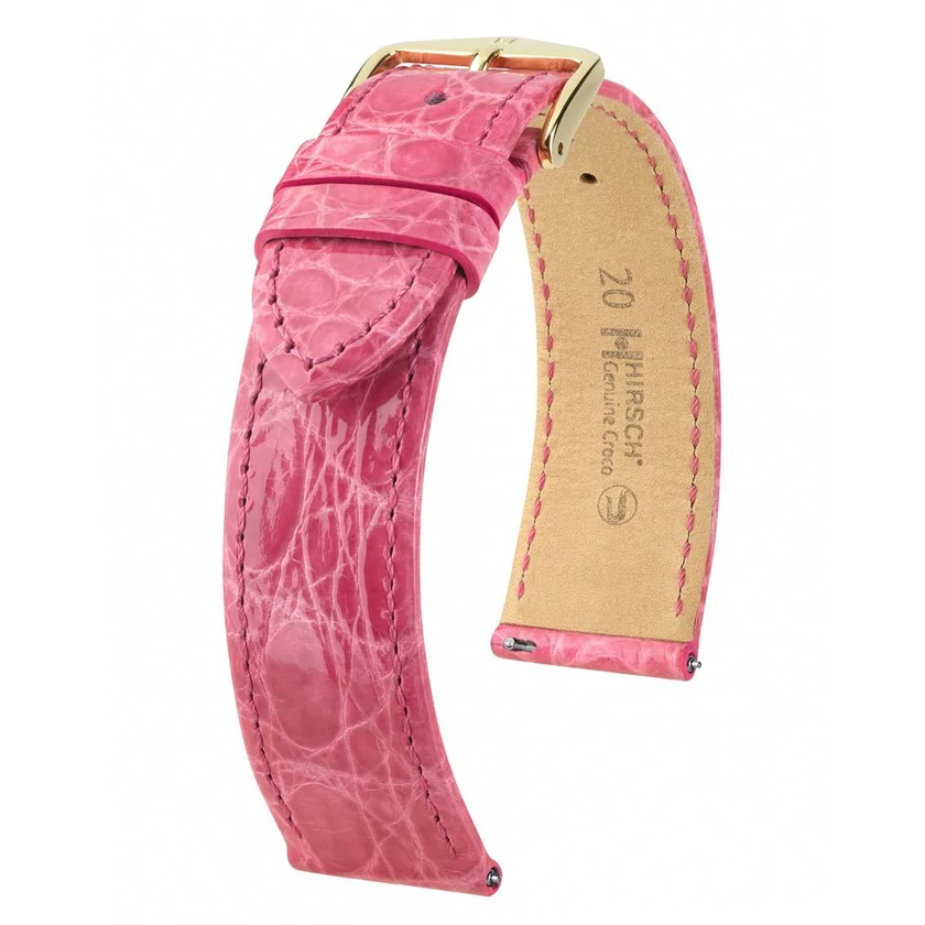 Hirsch rózsaszín kajmán bőr óraszíj  18mm - Genuine Croco L - 18920825-1-18