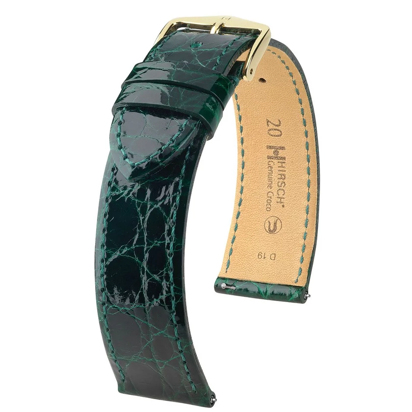 Hirsch sötétzöld kajmán bőr óraszíj  18mm - Genuine Croco L - 18920840-1-18