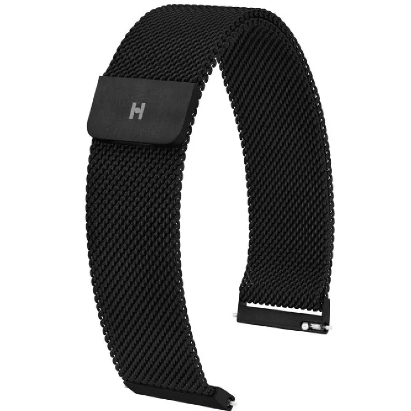 Hirsch Stainless steel óraszíj 20mm - Milanaise black - 30161450-5-20