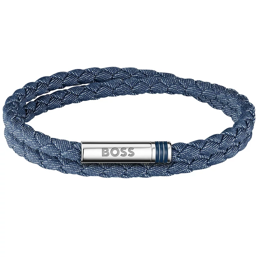 Hugo Boss bőr karkötő nemesacél csattal- 1580800 - Ares Summer