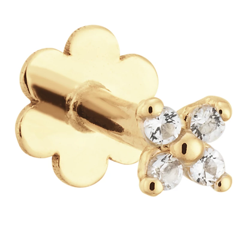 Jackie Gold virág alakú arany fülpiercing topázzal - JKP24.428