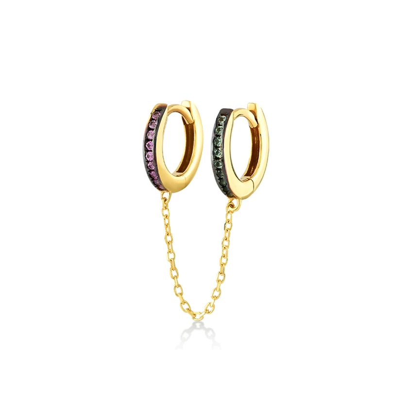 Kurshuni női félpár fülbevaló - RNK905-3X-AU - Double Huggie Hoop