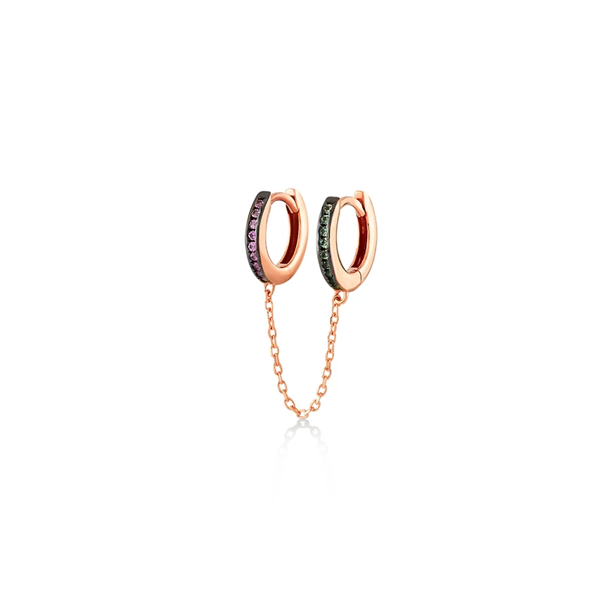 Kurshuni női félpár fülbevaló - RNK905-3X-RG - Double Huggie Hoop