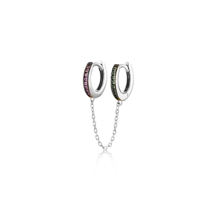 Kurshuni női félpár fülbevaló - RNK905-3X-RH - Double Huggie Hoop