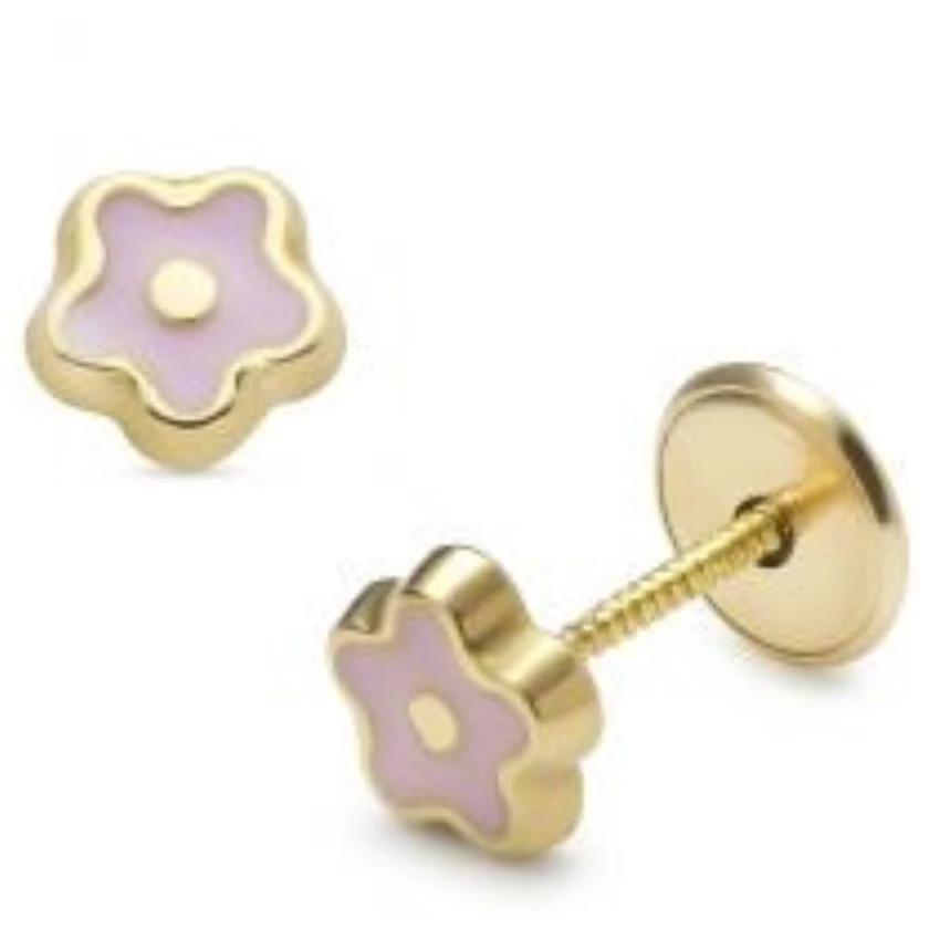 Lisa rózsaszín virág gyerek fülbevaló - JTAG-0330