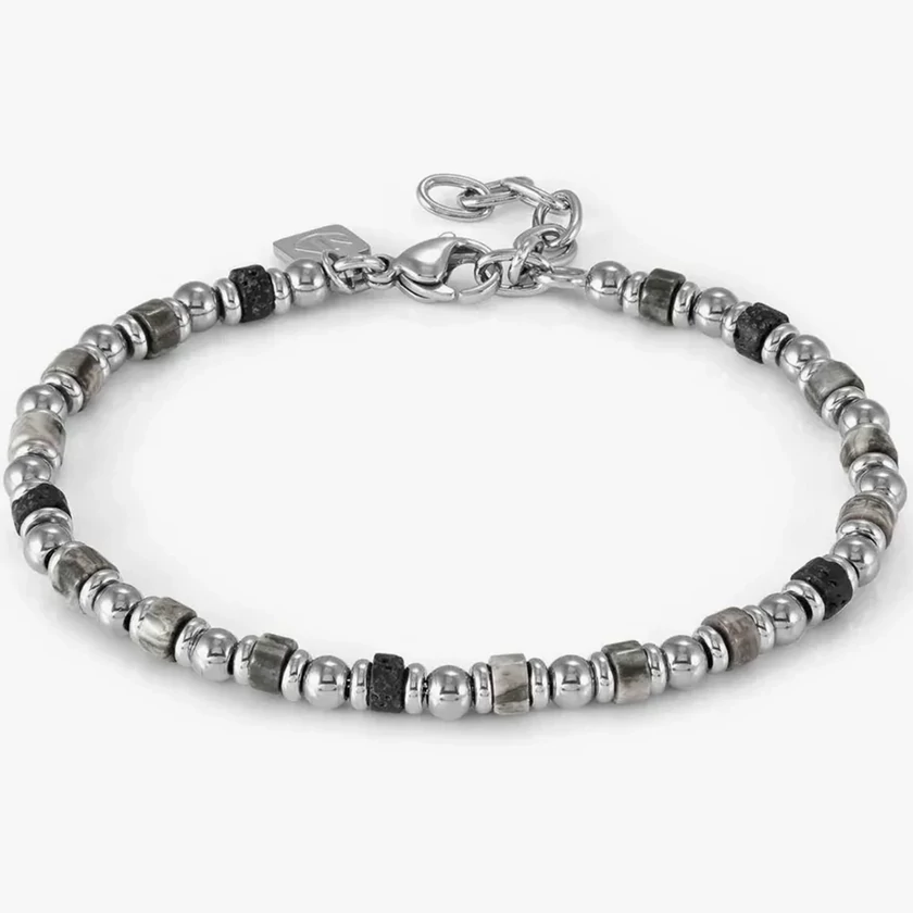 Nomination Instinct nemesacél férfi karkötő labradorittal és lávakővel - 027931/094