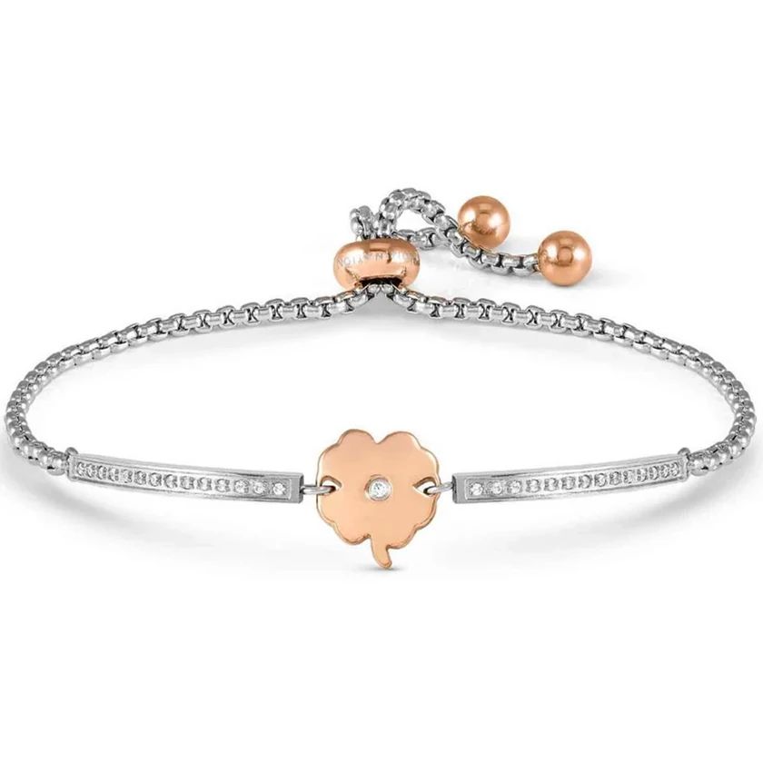 Nomination cirkónia köves négylevelű lóhere bicolor karkötő - 028017/006