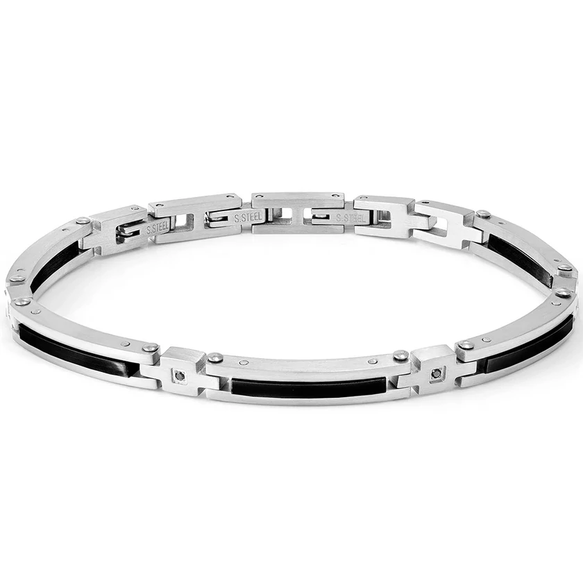 Nomination nemesacél férfi karkötő fekete gyémántokkal - 028340/007