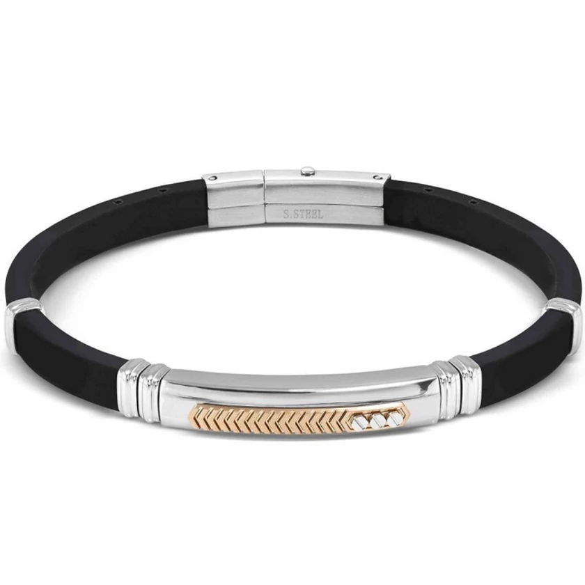 Nomination City fekete kaucsuk bicolor férfi karkötő - 028818/034