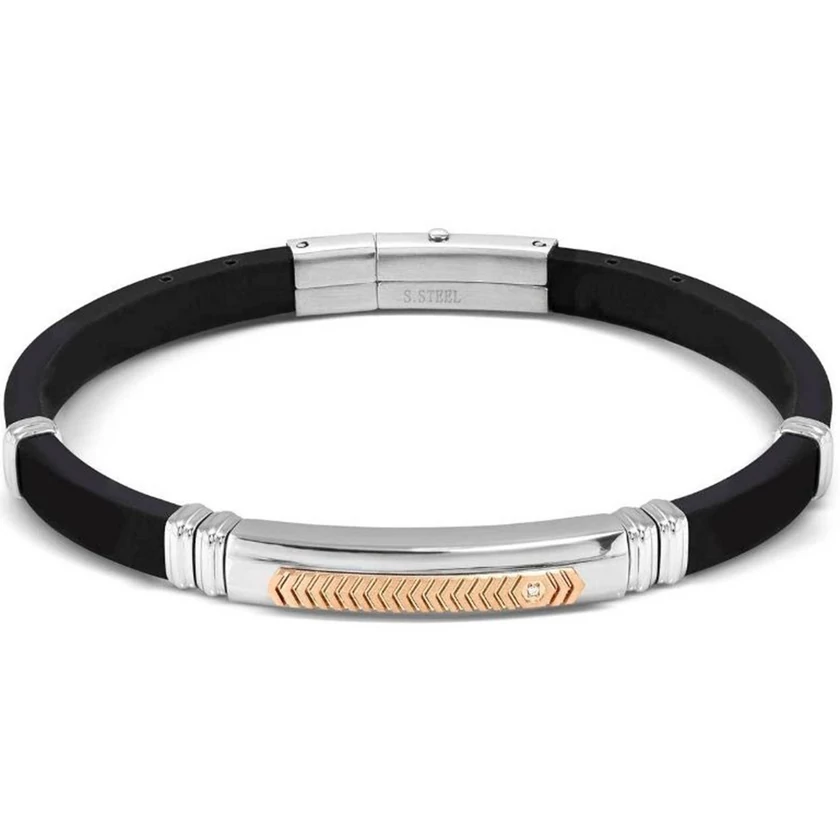 Nomination City fekete kaucsuk bicolor férfi karkötő - 028819/059
