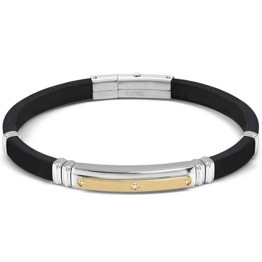Nomination City fekete kaucsuk bicolor férfi karkötő - 028820/057