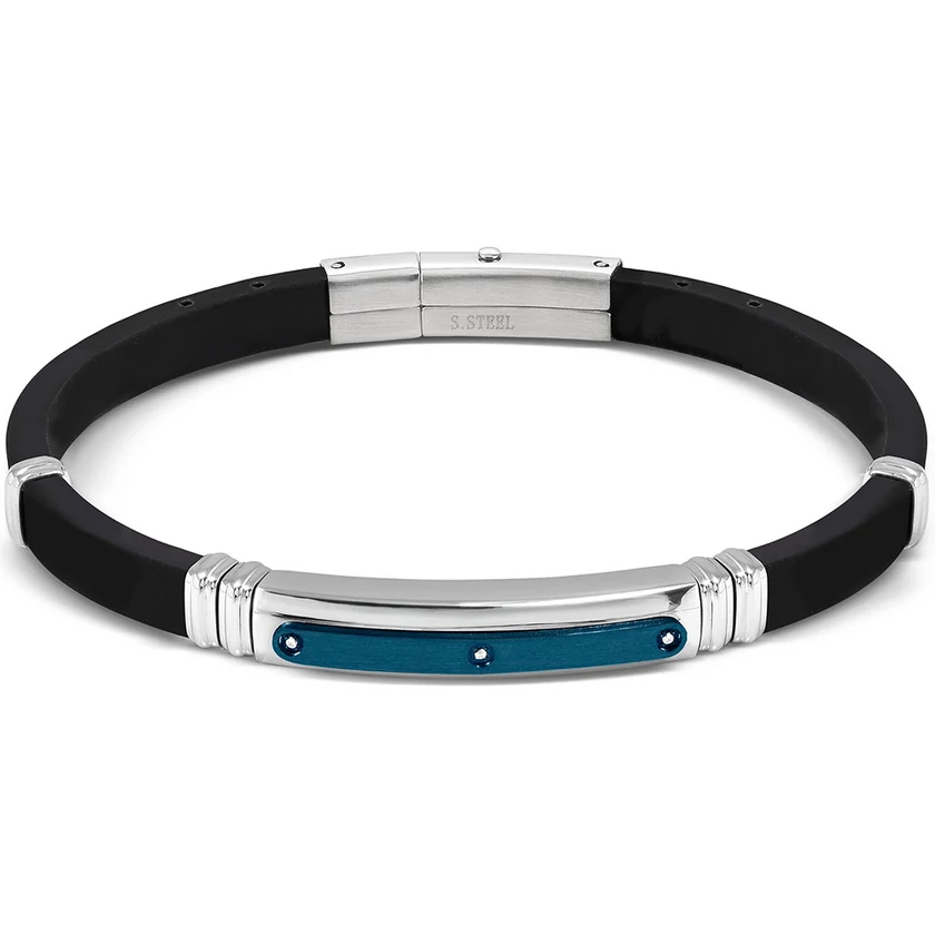 Nomination City fekete és kék kaucsuk férfi karkötő - 028820/058