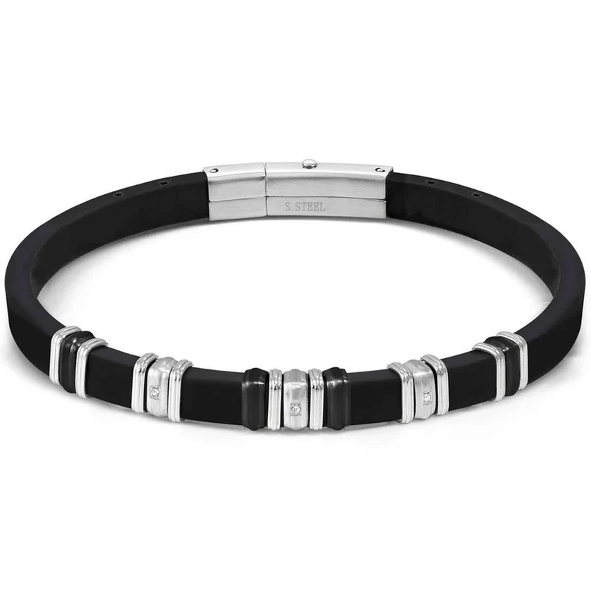 Nomination City fekete kaucsuk férfi karkötő - 028821/037