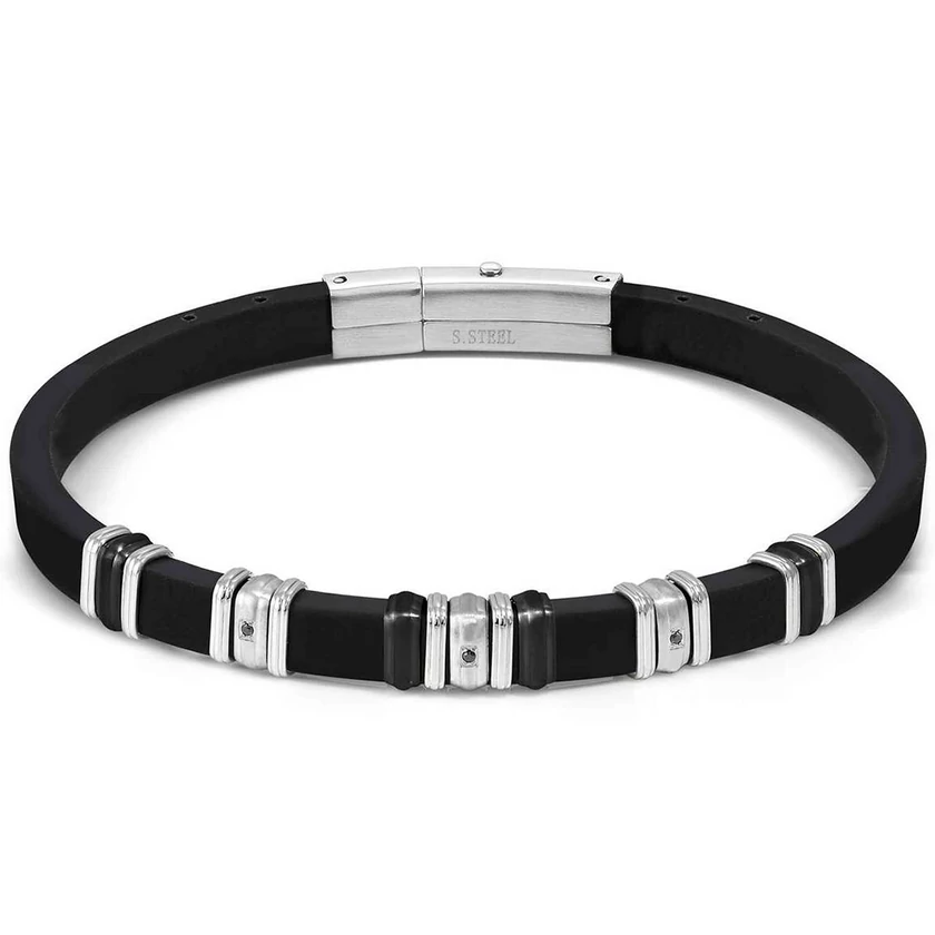 Nomination City fekete kaucsuk férfi karkötő - 028821/039