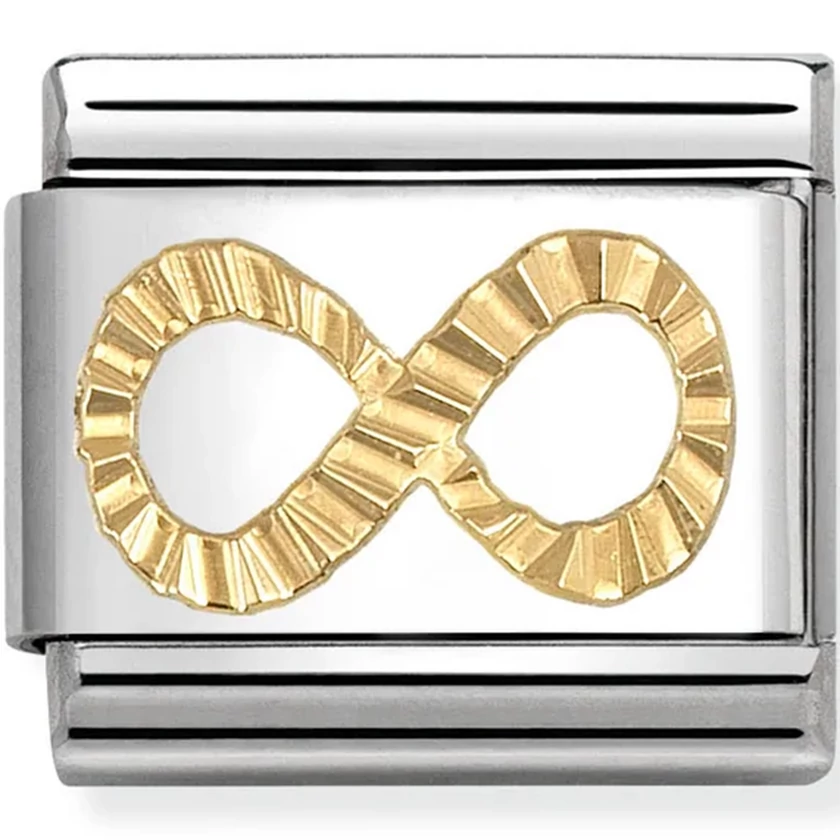 Nomination arany fazettált végtelen jel ezüst charm  - 030149/66