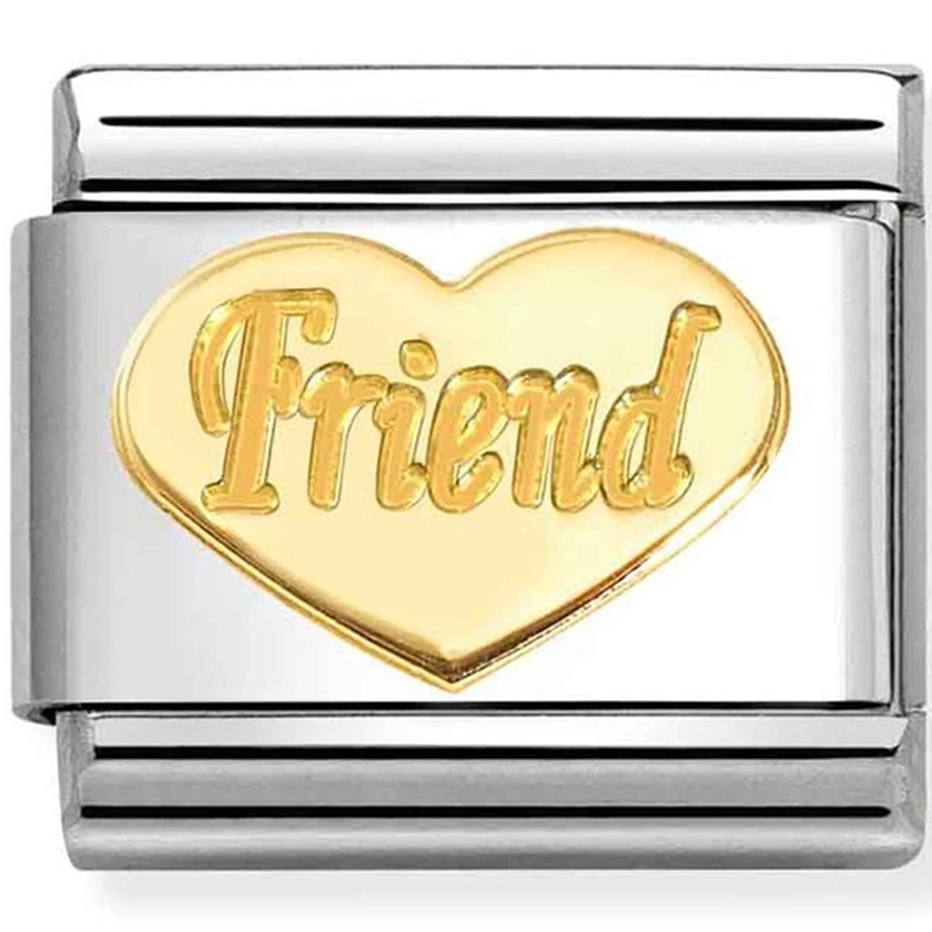 Nomination "Friend" arany szív ezüst charm - 030162/76