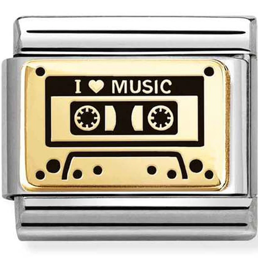 Nomination arany "I <3 MUSIC" kazetta charm - 030166/44
