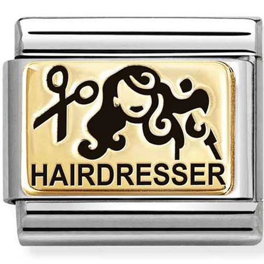 Nomination arany fodrász ezüst charm  - 030166/53