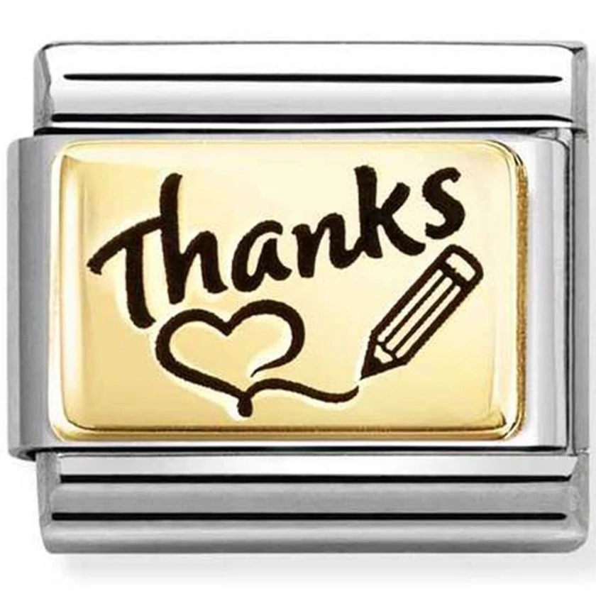 Nomination "thanks" ceruza és szív charm - 030166/76
