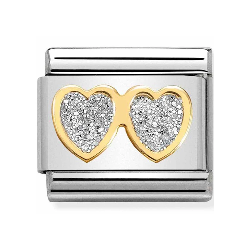 Nomination glitteres dupla szív charm - 030220/01