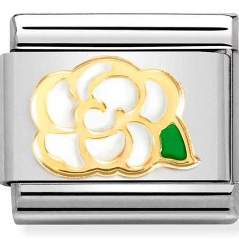 Nomination fehér virágos charm - 030272/79