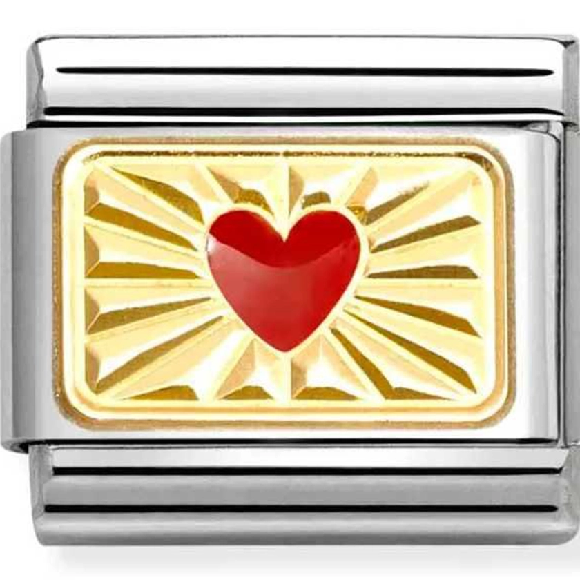 Nomination sugárzó piros szív ezüst charm - 030284/58