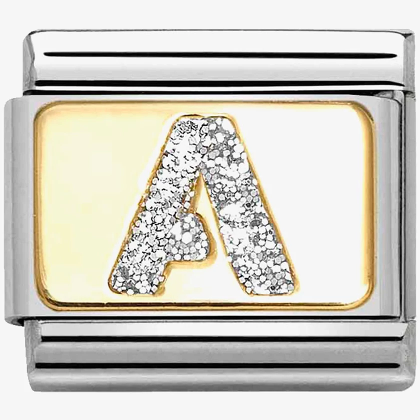 Nomination arany glitter A betű charm - 030291/01
