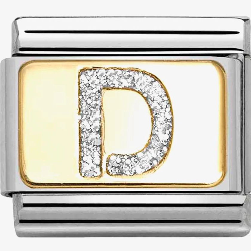Nomination arany glitter D betű charm - 030291/04