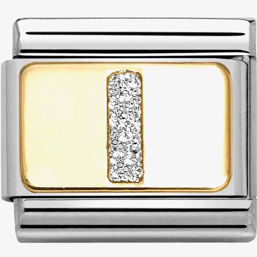 Nomination arany glitter I betű charm - 030291/09