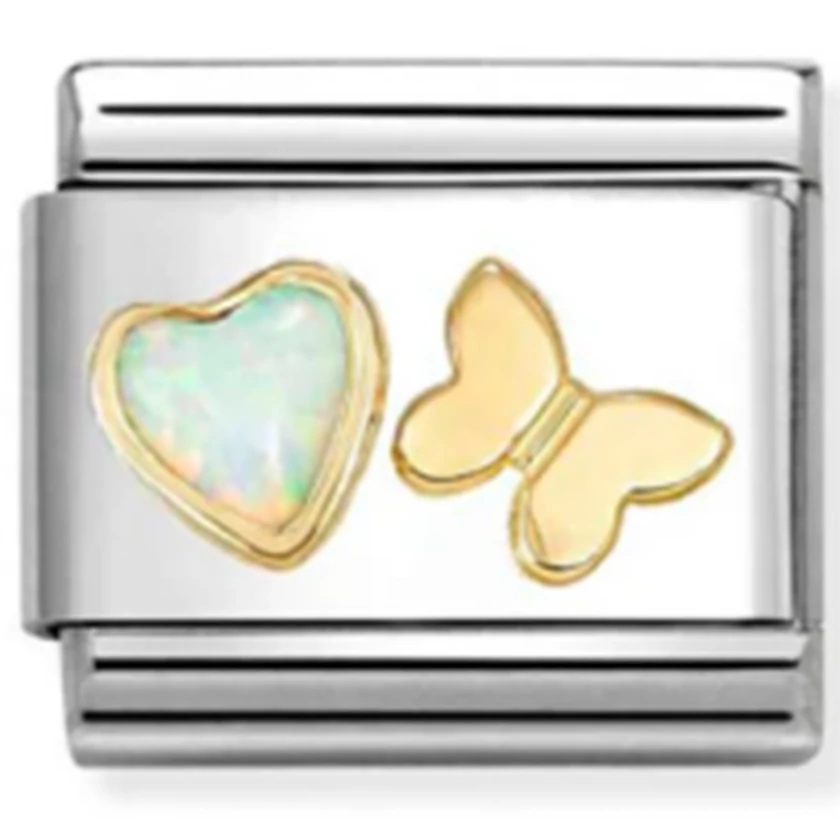 Nomination opál szív és pillangó charm - 030523/11