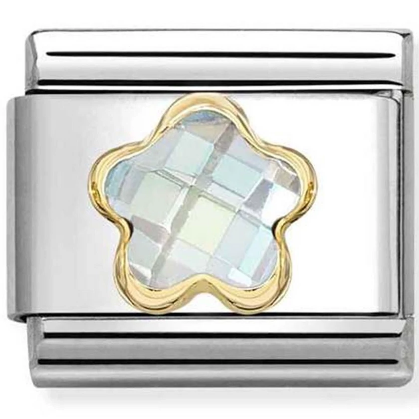 Nomination arany szegélyes virág charm - 030615/010