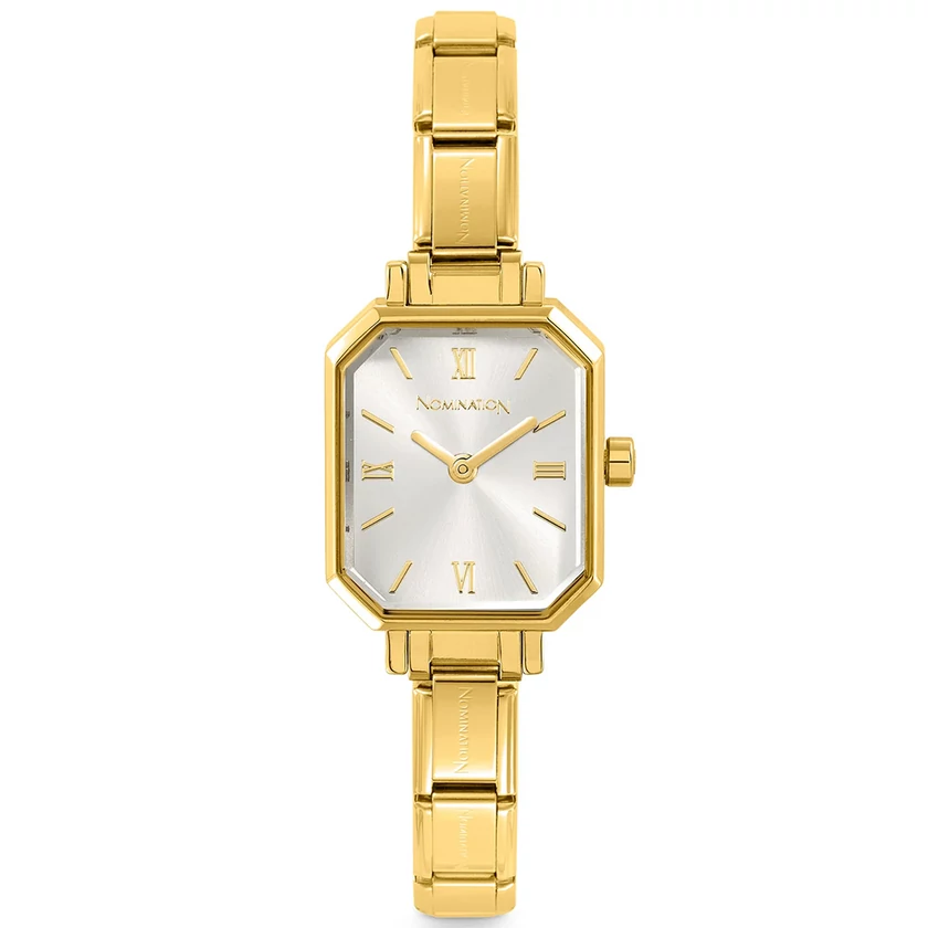 Nomination gyöngyház számlapos szögletes arany színű női óra - 076032/017 - Paris