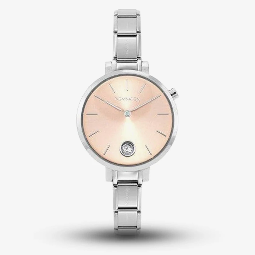 Nomination rózsaszín számlapos női óra cirkónia kővel - 076033/027 - Paris