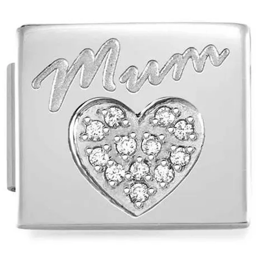 Nomination ezüst "MUM" szív charm - 230312/02