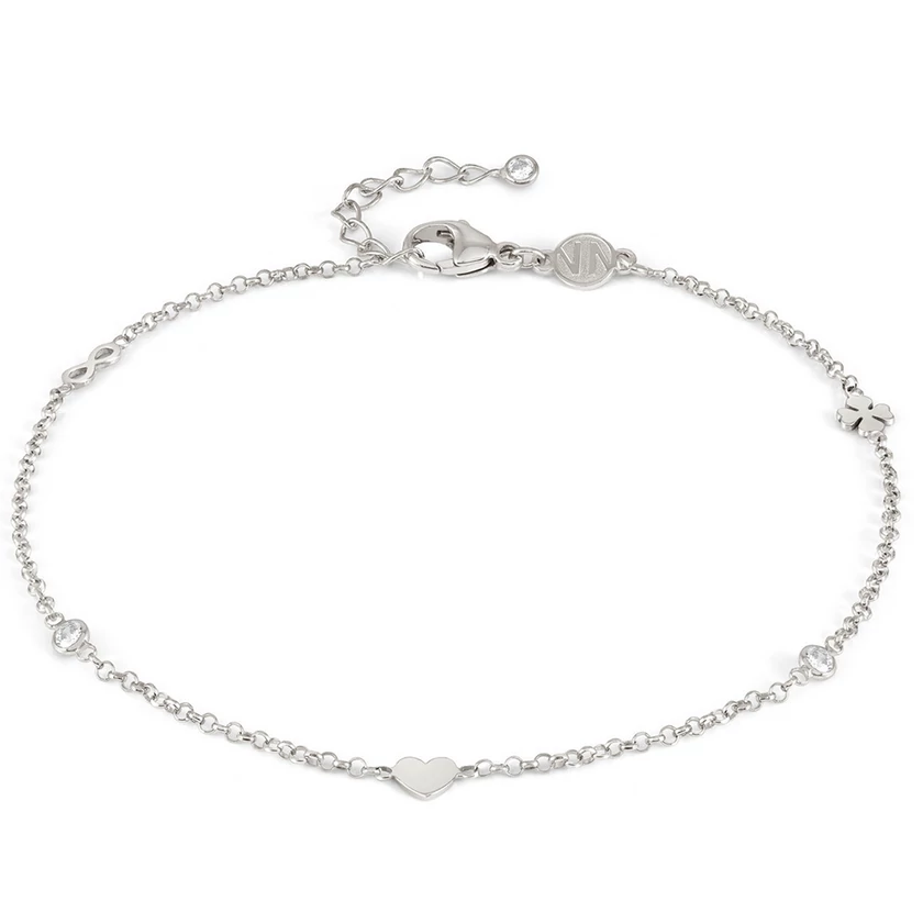 Nomination ezüst bokalánc szív, négylevelű lóhere és cirkónia - 241001/050