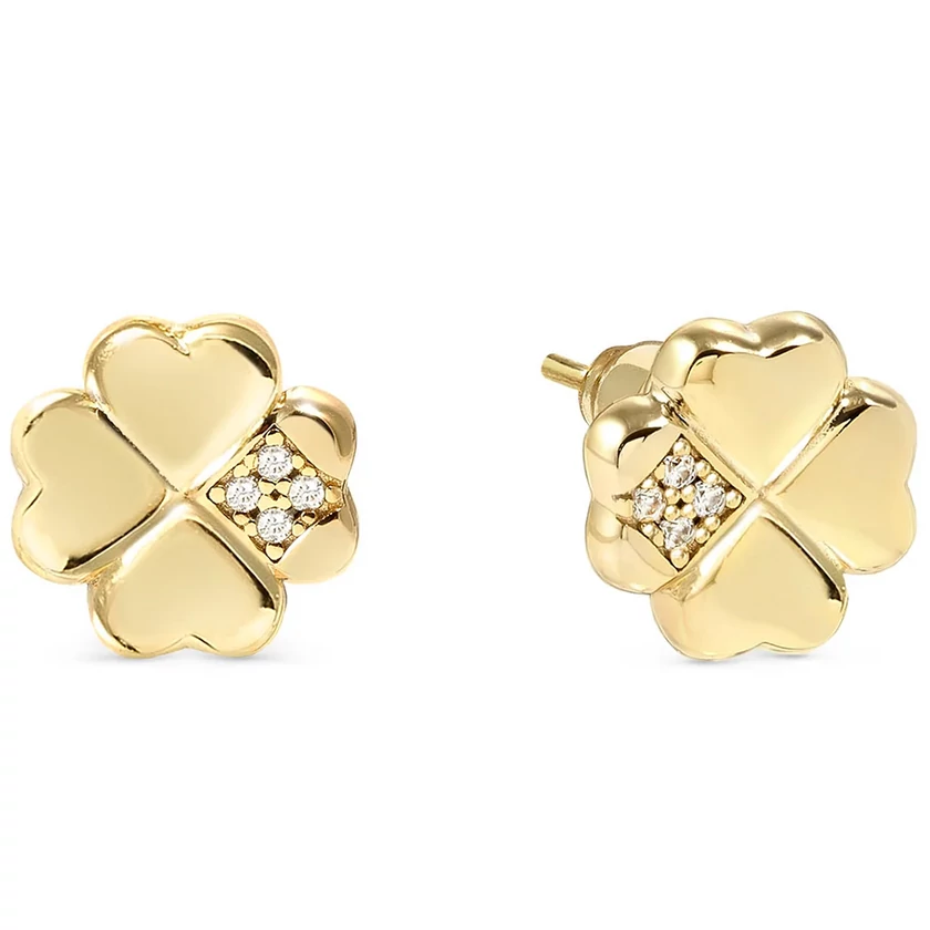 Nomination négylevelű lóhere cirkónia kövekkel aranyozott fülbevaló - 242304/003