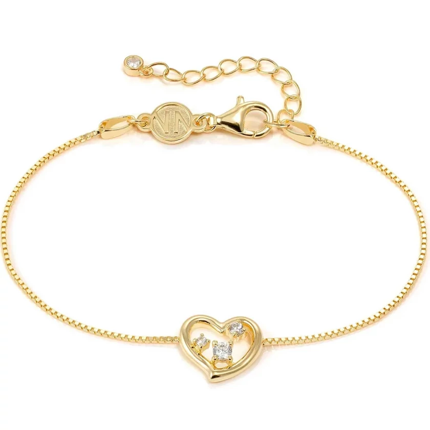 Nomination tripla cirkónia köves aranyozott szív karkötő - 242601/006