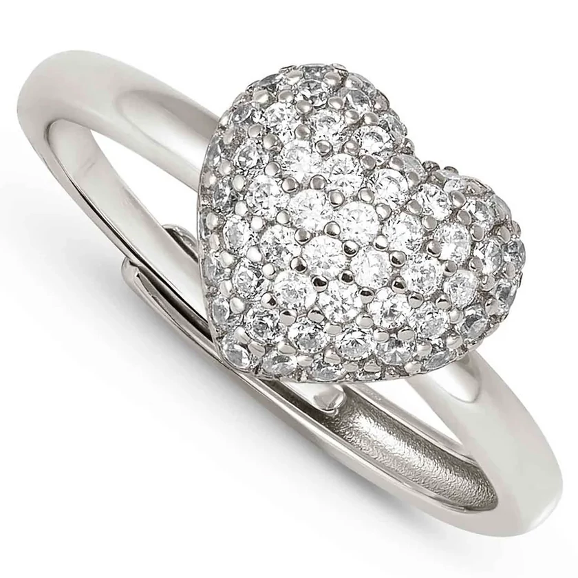 Nomination cirkónia köves domború ezüst szív állítható gyűrű - 242700/004