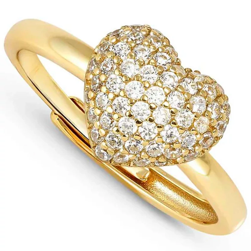 Nomination cirkónia köves domború szív aranyozott állítható gyűrű - 242700/006