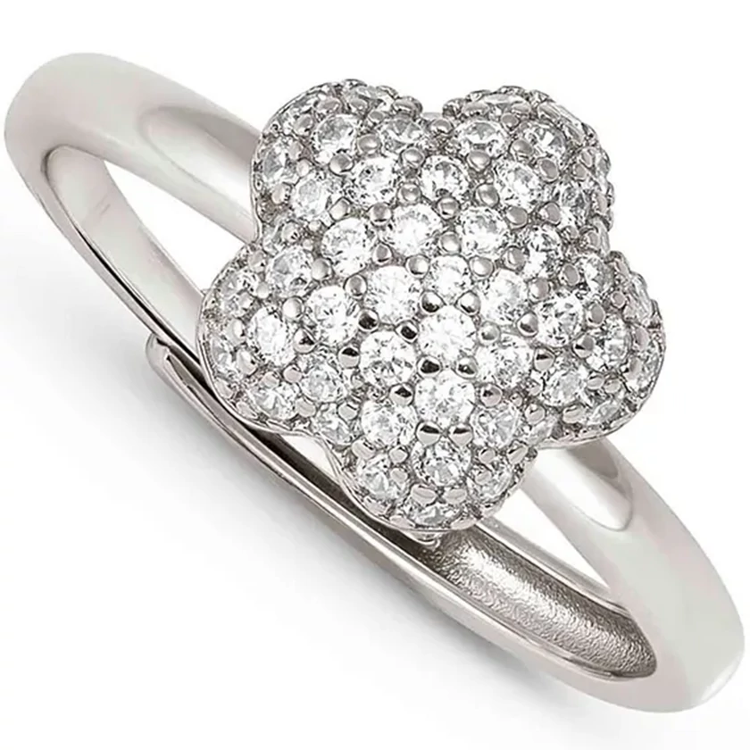 Nomination cirkónia köves domború virág ezüst állítható gyűrű - 242700/010