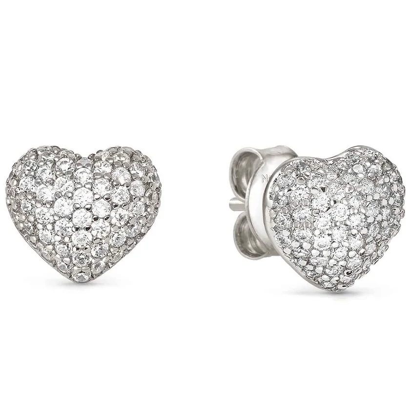 Nomination cirkónia köves domború ezüst szív fülbevaló - 242707/004